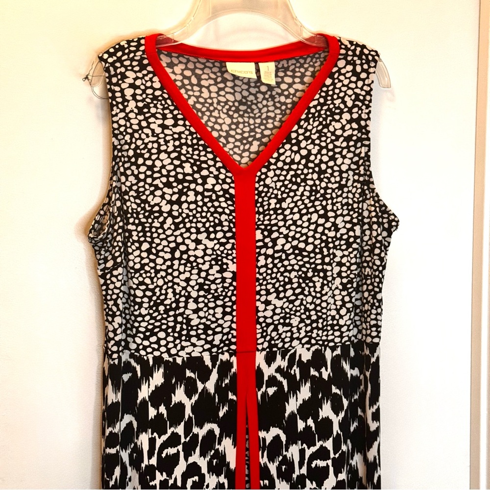 Chico's Black and White Animal Print Maxi Patterned Sleeveless Dress